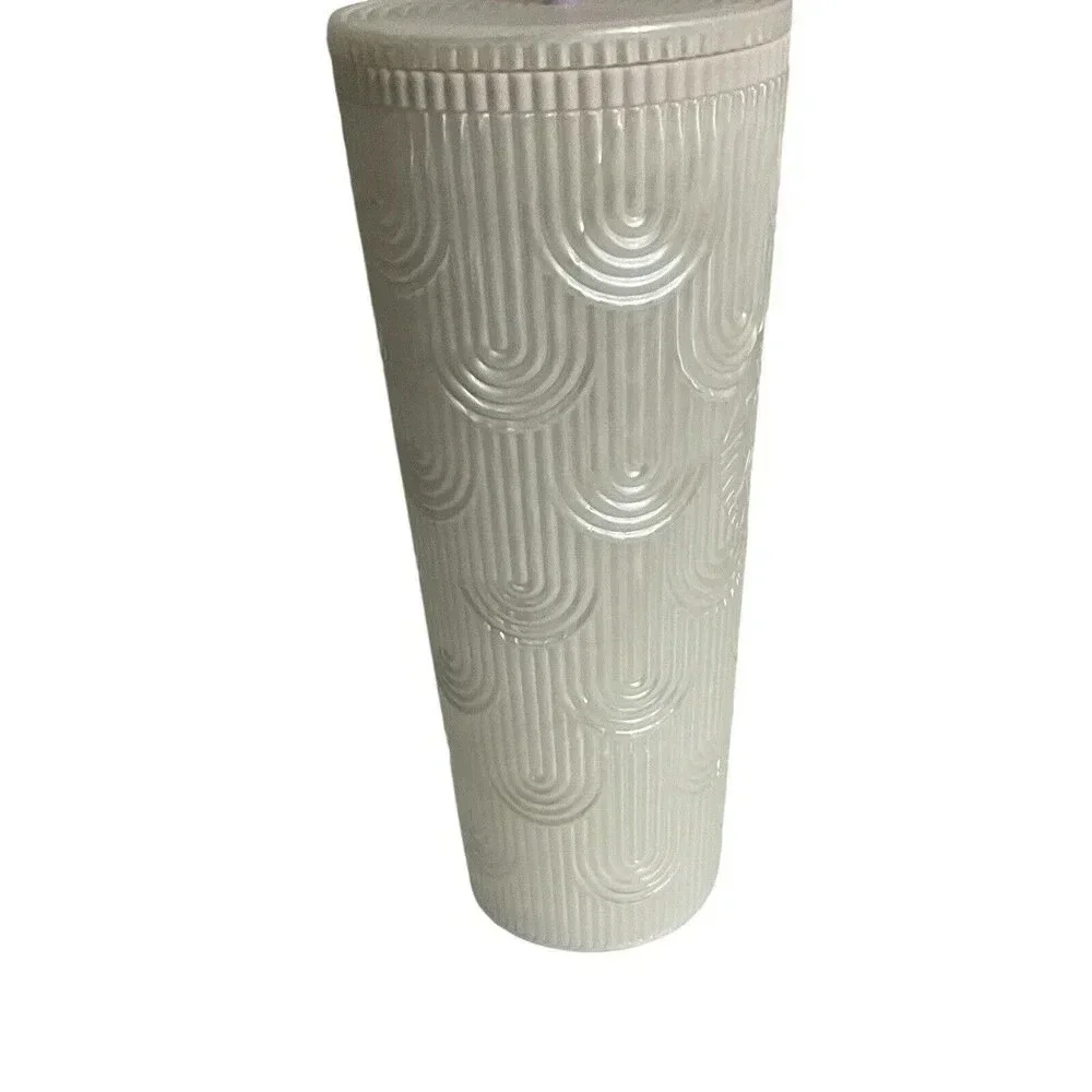 Starbucks Spring 2023 White Pearl Shell Scales Mermaid Cold Cup Tumbler 24 oz